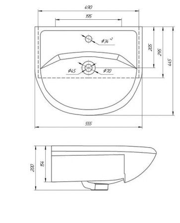 Раковина из сантехнического фарфора Rosa Уют 305 60х40 накладная цвет белый 1 отверстие под смеситель