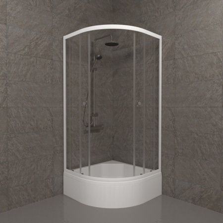 Душевой уголок Тритон Ультра Щ0000061788 100х100 стекло прозрачное профиль белый с поддоном