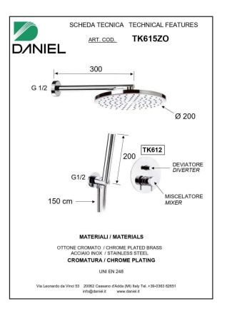 Душевая система Daniel Tokyo TX615ZO-14 встраиваемая в стену цвет белый