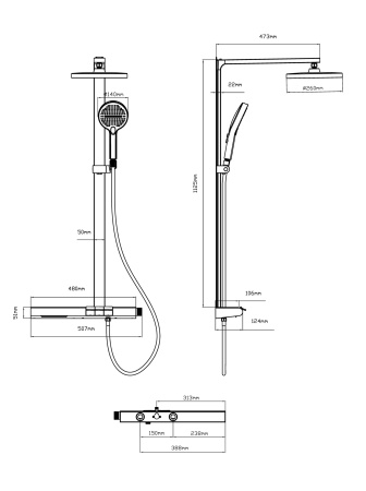 Душевая стойка Vincea Aspire VSFS-4AS1GM настенная цвет вороненая сталь