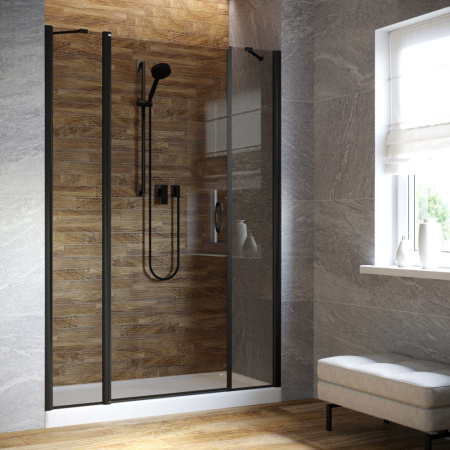 Душевая дверь Vegas-Glass EP-2F LUX EP-2F LUX 140 02М 7 L 140х200 стекло тонированное профиль черный матовый