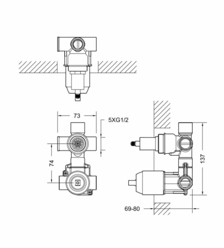 Скрытая часть встраиваемого смесителя Bravat Built-in D982CP-B-ENG - фото 2