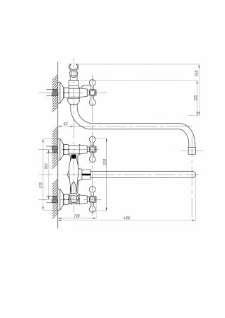 Смеситель для ванны и душа FAUZT FZs-701-32 настенный хром