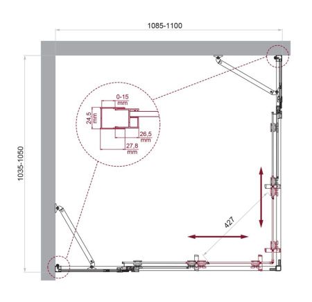 Душевой уголок BelBagno LUCE LUCE-AH-22-110/105-C-Cr 110х105 стекло прозрачное профиль хром без поддона