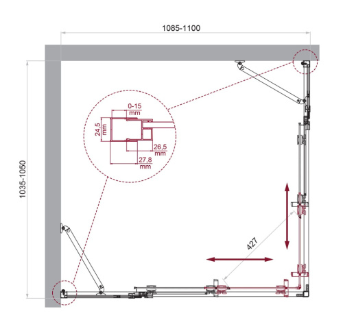 Душевой уголок BelBagno LUCE LUCE-AH-22-110/105-C-Cr 110х105 стекло прозрачное профиль хром глянцевый без поддона - фото 2