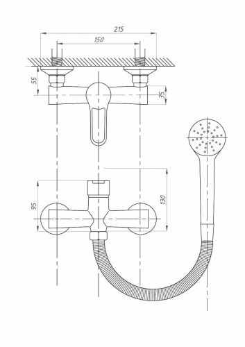 Смеситель для ванны и душа FAUZT FZs-241-B101 настенный хром - фото 4