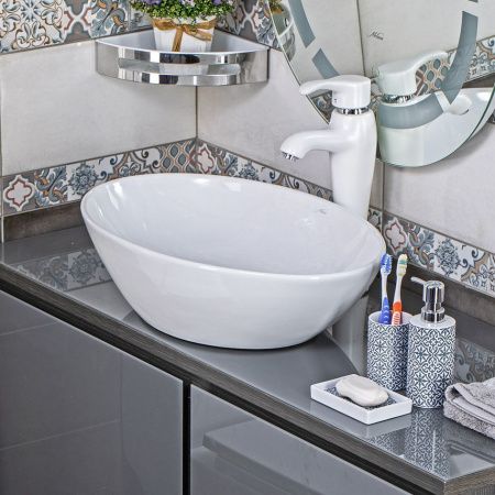 Раковина из сантехнического фарфора Melana 320361-805 60х40 накладная цвет белый без отверстий под смеситель