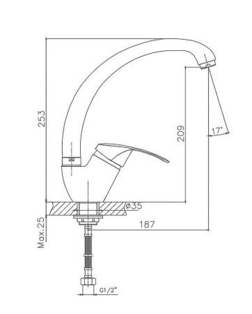 Смеситель для кухни Cron CN4121-2 на мойку хром