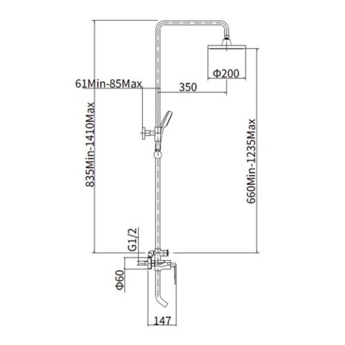 Душевая стойка Fashun A2461 настенная цвет хром - фото 3