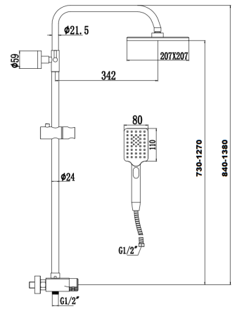 Душевая стойка Savol S-601144 настенная цвет хром