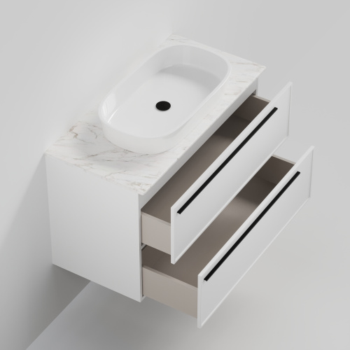 Тумба со столешницей La Fenice ELBA TWIN NFNC-01-ELB-B-100-2-3-GG 100х62х49 подвесная цвет белый - фото 2