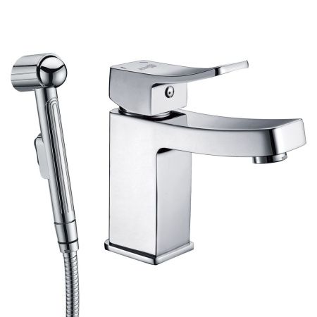 Комплект: смеситель с гигиеническим душем Wasserkraft Aller 1060 1068 на раковину хром