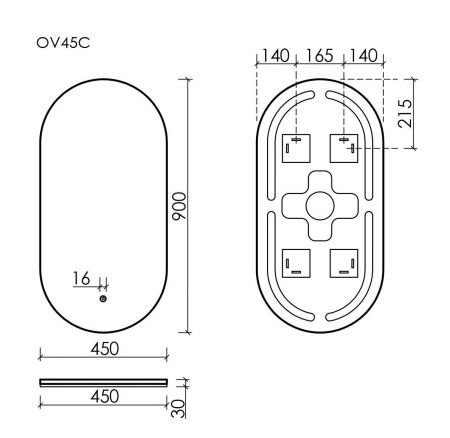 Зеркало с подсветкой Sancos Oval OV45C 50х90 подвесное