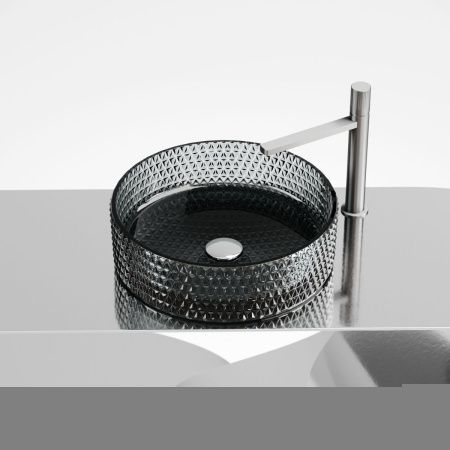 Раковина стеклянная Ceramica Nova CRISTAL CN6060 40х40 накладная цвет черный без отверстий под смеситель