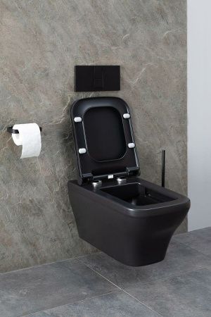 Чаша унитаза подвесная Allen Brau Infinity 4.21011.31 цвет черный без сиденья безободковая каскадный смыв