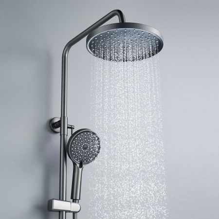 Душевая стойка Shevanik S4336T настенная цвет оружейная сталь