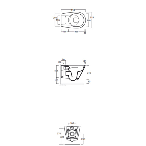 Чаша унитаза подвесная Simas Gambassi GA18bi цвет белый без сиденья безободковая каскадный смыв - фото 2