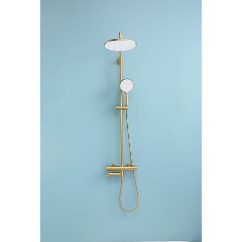 Душевая стойка Raglo R20.26.03 настенная цвет сатин золотой - фото 4