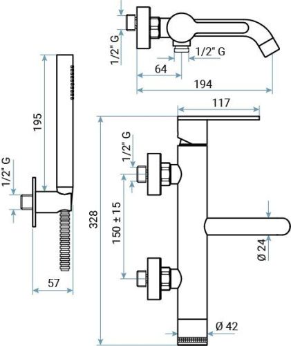 Смеситель Emmevi Filoinox 85001B/IN настенный никель - фото 2