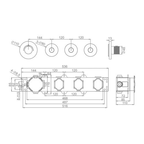 Смеситель для ванны и душа Raglo R20 R20.263.09 встраиваемый в стену графит с термостатом - фото 3