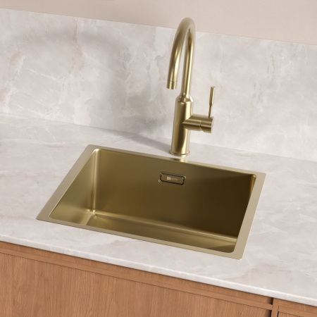 Кухонная мойка LeMark Olanga 440 9938122 44х44 цвет светлое золото