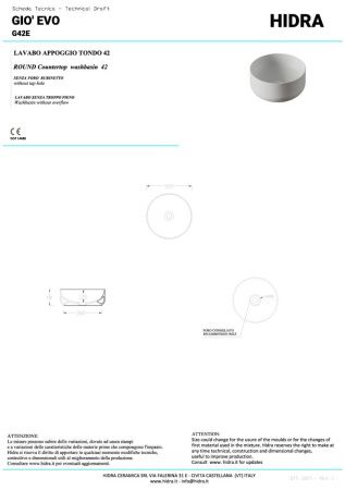 Раковина керамическая Hidra Gio G42E/026 40х40 накладная цвет черный без отверстий под смеситель