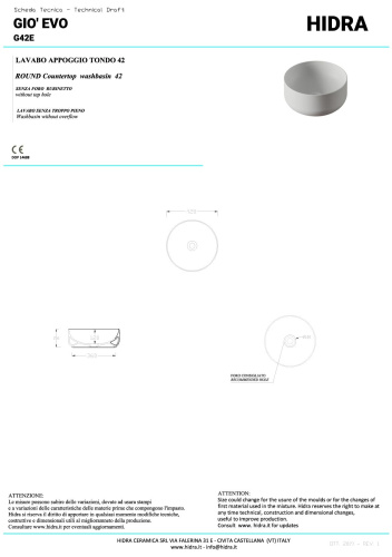 Раковина керамическая Hidra Gio G42E/026 42х42 накладная цвет черный матовый без отверстий под смеситель - фото 2