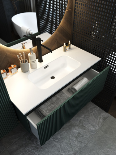 Тумба под раковину La Fenice Terra FNC-01-TER-G-100 100х46х36 подвесная цвет серый матовый - фото 3