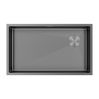 Кухонная мойка Paulmark NEXT-SKEW 74 UNI PM887444-GM 74х44 цвет вороненая сталь