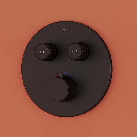 Душевая система Sancos Link SC3005MB встраиваемая в стену цвет черный с термостатом