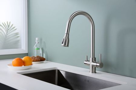 Смеситель для кухни Paulmark LANGE La214212-BS на мойку никель