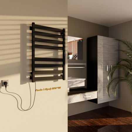 Полотенцесушитель Altasan РондаПроф Ронда5Проф8050ЧМ подвесной 53х81 электрический черный муар