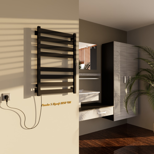 Полотенцесушитель Altasan РондаПроф Ронда5Проф8050ЧМ подвесной 53х81 электрический черный муар - фото 3