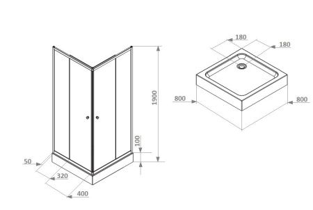 Душевой уголок Parly ZFQ81 80х80 стекло матовое профиль белый с поддоном
