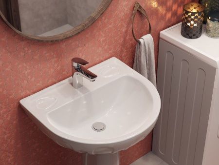 Раковина из сантехнического фарфора Santeri Лотос 131106S0010B0 60х50 подвесная цвет белый 1 отверстие под смеситель