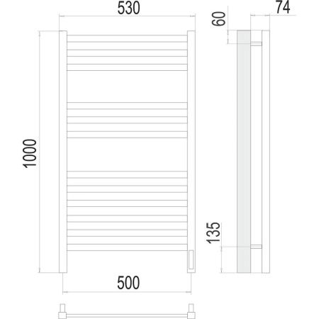 Полотенцесушитель электрический Terminus 4670078526519 55х100 хром