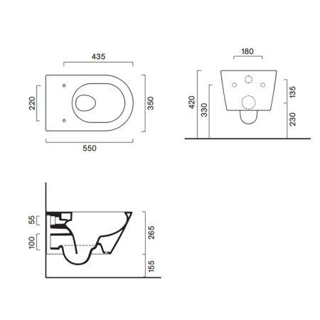 Чаша унитаза подвесная Catalano Zero 111550022 цвет черный матовый без сиденья безободковая смыв торнадо