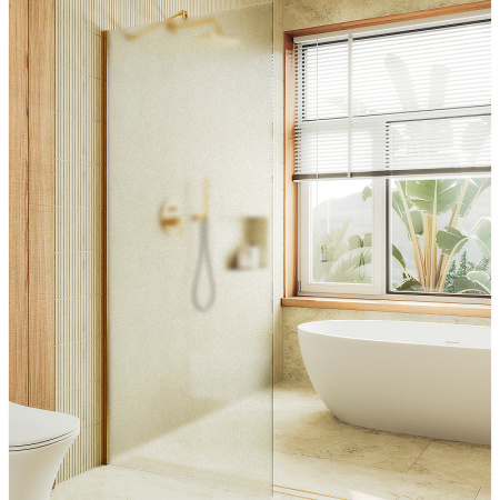 Душевая перегородка Maybah Glass MGD-690-3ш 89х195 стекло тонированное профиль золото глянцевое