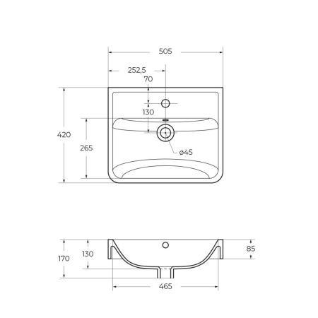 Раковина керамическая BelBagno Neon 19050 50х40 накладная цвет белый 1 отверстие под смеситель