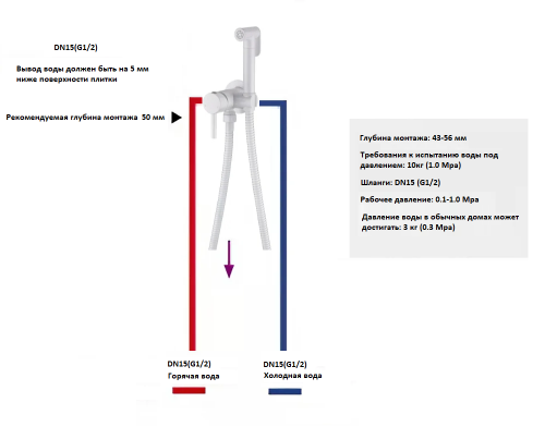 Гигиенический душ BOCH MANN BRAIES W CK-P07W BM10410 белый - фото 4