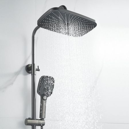 Душевая стойка Shevanik S6236T настенная цвет оружейная сталь
