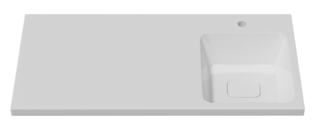 Раковина мебельная из литьевого мрамора Misty Kamilla 100 правая 4627173210560 100х48 над стиральной машиной цвет белый 1 отверстие под смеситель