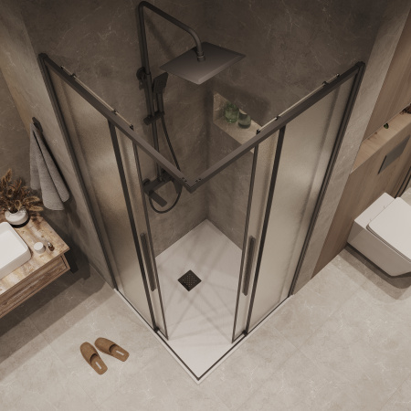 Душевая дверь Grossman Galaxy 1/2.K33.01.10.21.02 100х195 стекло текстурное профиль черный матовый