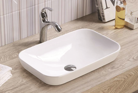 Раковина из санфаянса CeramaLux E408D 52х34 накладная цвет белый глянцевый