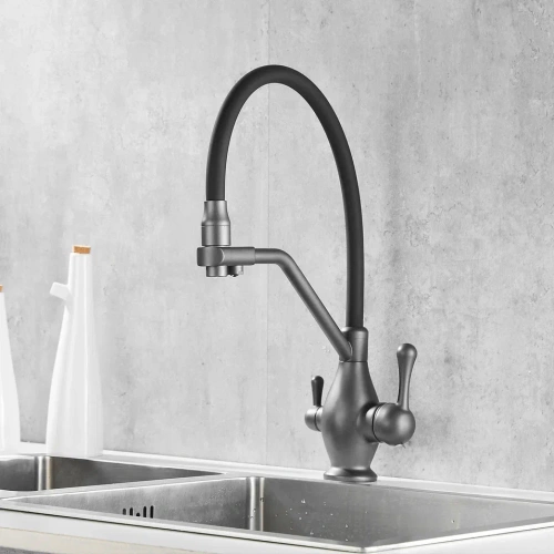 Смеситель для кухни Rose R858Y на мойку пепельный - фото 4