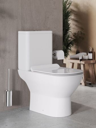 Унитаз напольный с бачком Agger AT03000 белый с сиденьем микролифт безободковый смыв торнадо