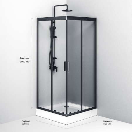 Душевой уголок Am.Pm Gem W90G-403-090BT 90х90 стекло прозрачное профиль черный матовый без поддона