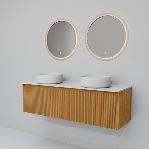 Тумба с раковиной+зеркало ArtDecco Elizabeth (Элизабет) AEL14W11D3M0 140x45x40 подвесная цвет белый дуб - фото 5