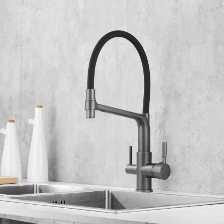 Смеситель для кухни Rose R658Y на мойку оружейная сталь