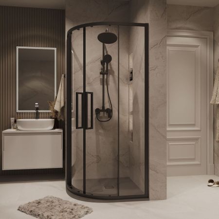 Душевой уголок Grossman Cosmo 301.K33.02.8080.21.00 80х80 стекло прозрачное профиль черный без поддона